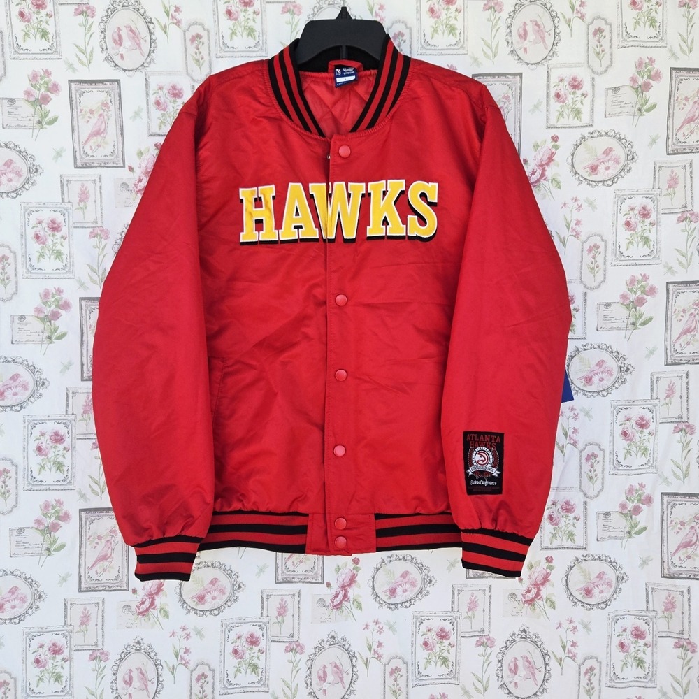 Atlanta Hawks NBA Ultra Game Button Up Embroidered Varsity Jack Men's Large A2‎